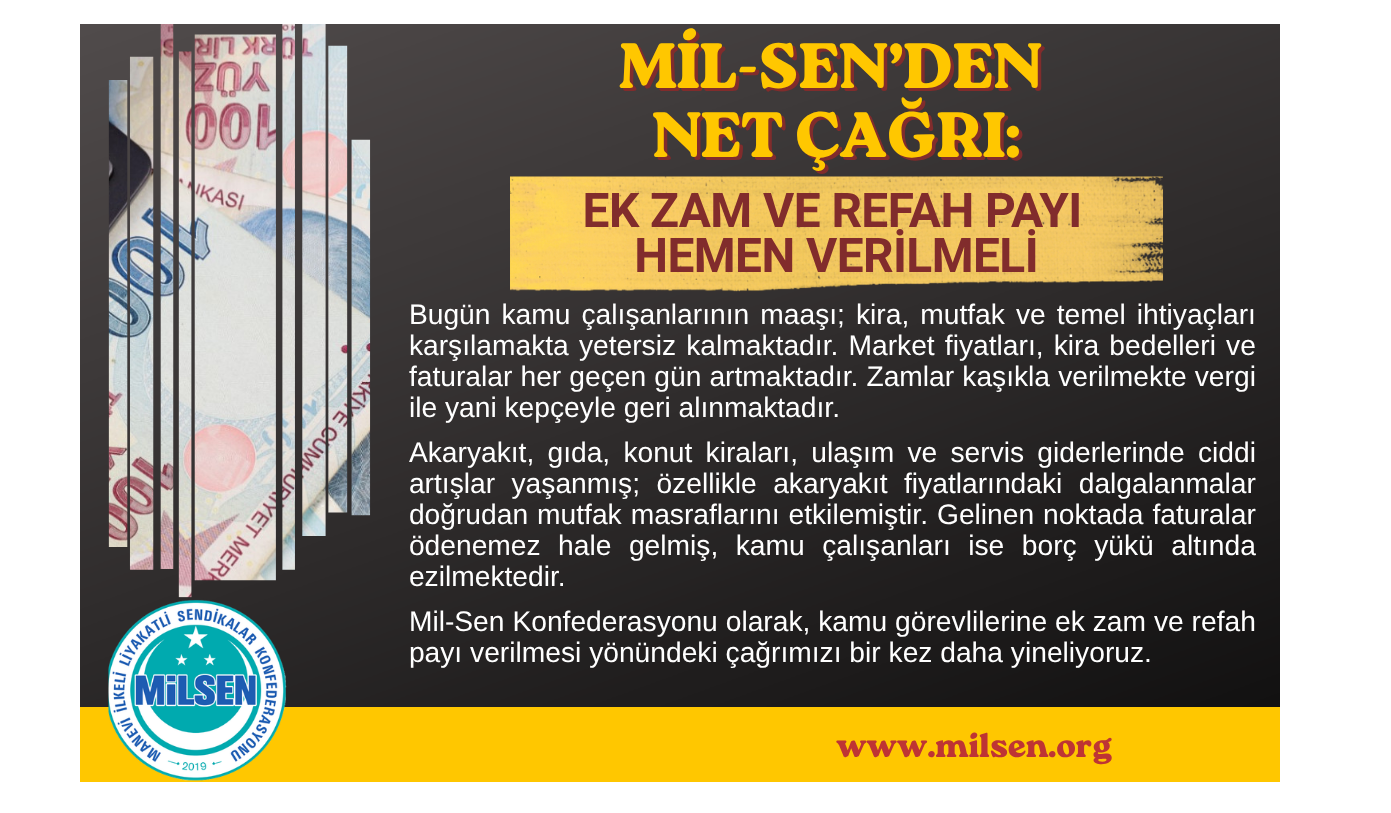 Ek Zam ve Refah Payı Hemen Verilmelidir.